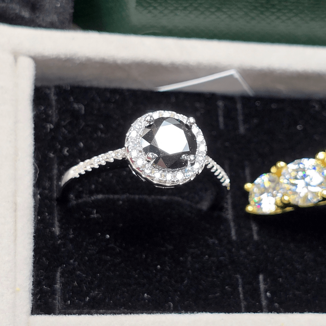 Midnight Elegance Engagement Ring - Diamond Dew - Ring - Coastal Charm Creators