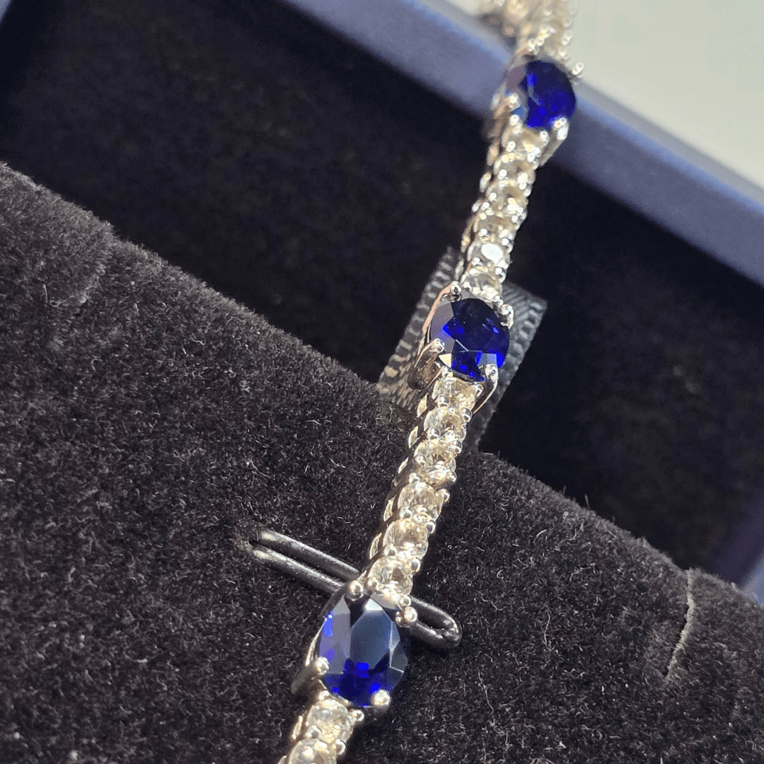 Midnight Sapphire Elegance Bracelet - Silver Signature - Bracelet - Coastal Charm Creators