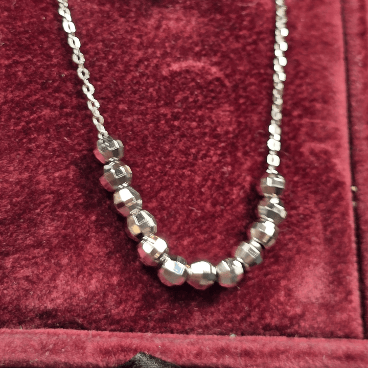 Modern Minimalism: Faceted Silver Bead Necklace - Silver Signature - Necklace - Coastal Charm Creators