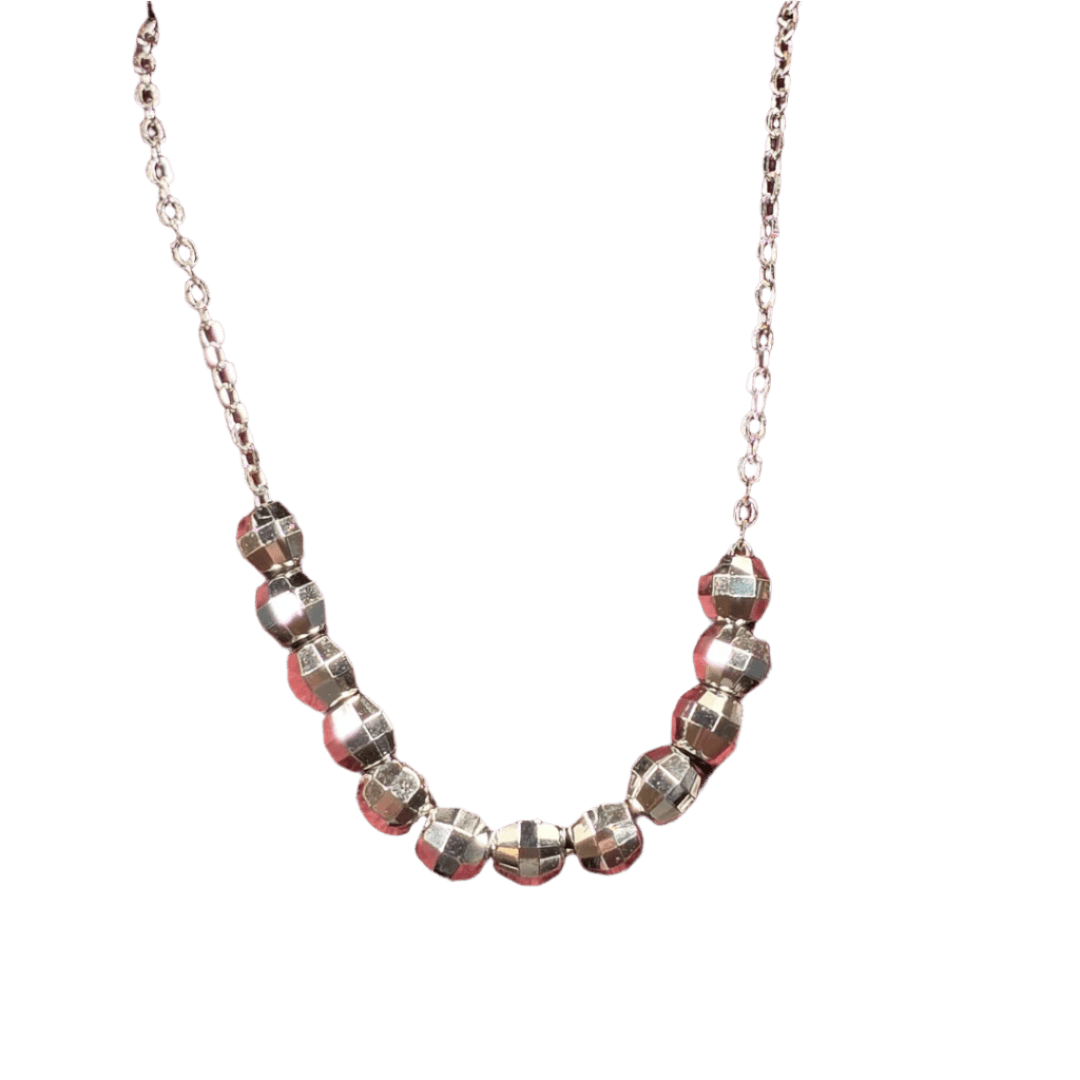 Modern Minimalism: Faceted Silver Bead Necklace - Silver Signature - Necklace - Coastal Charm Creators