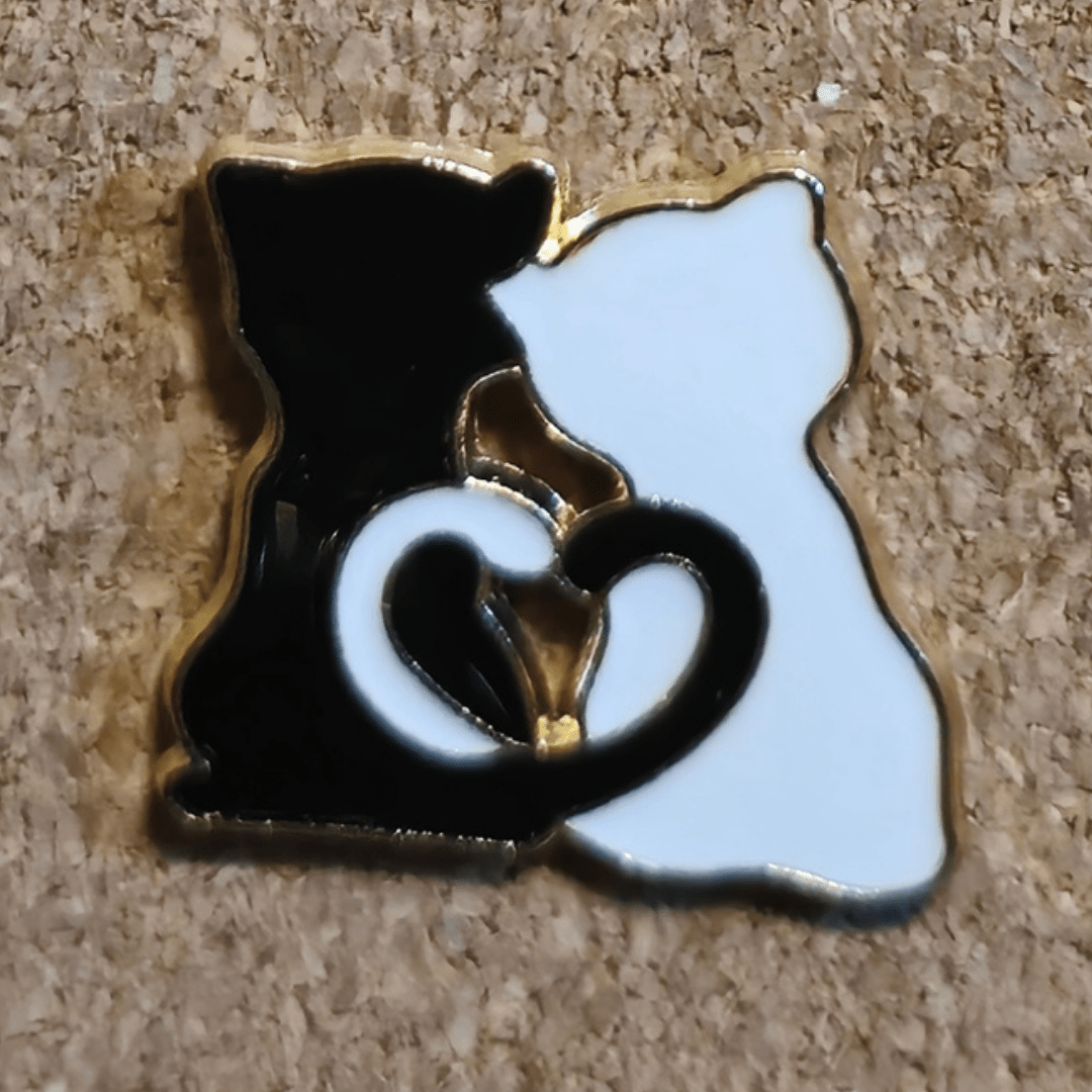 Monochrome Cat Love Pin - Glitz & Gleam - Brooches - Coastal Charm Creators