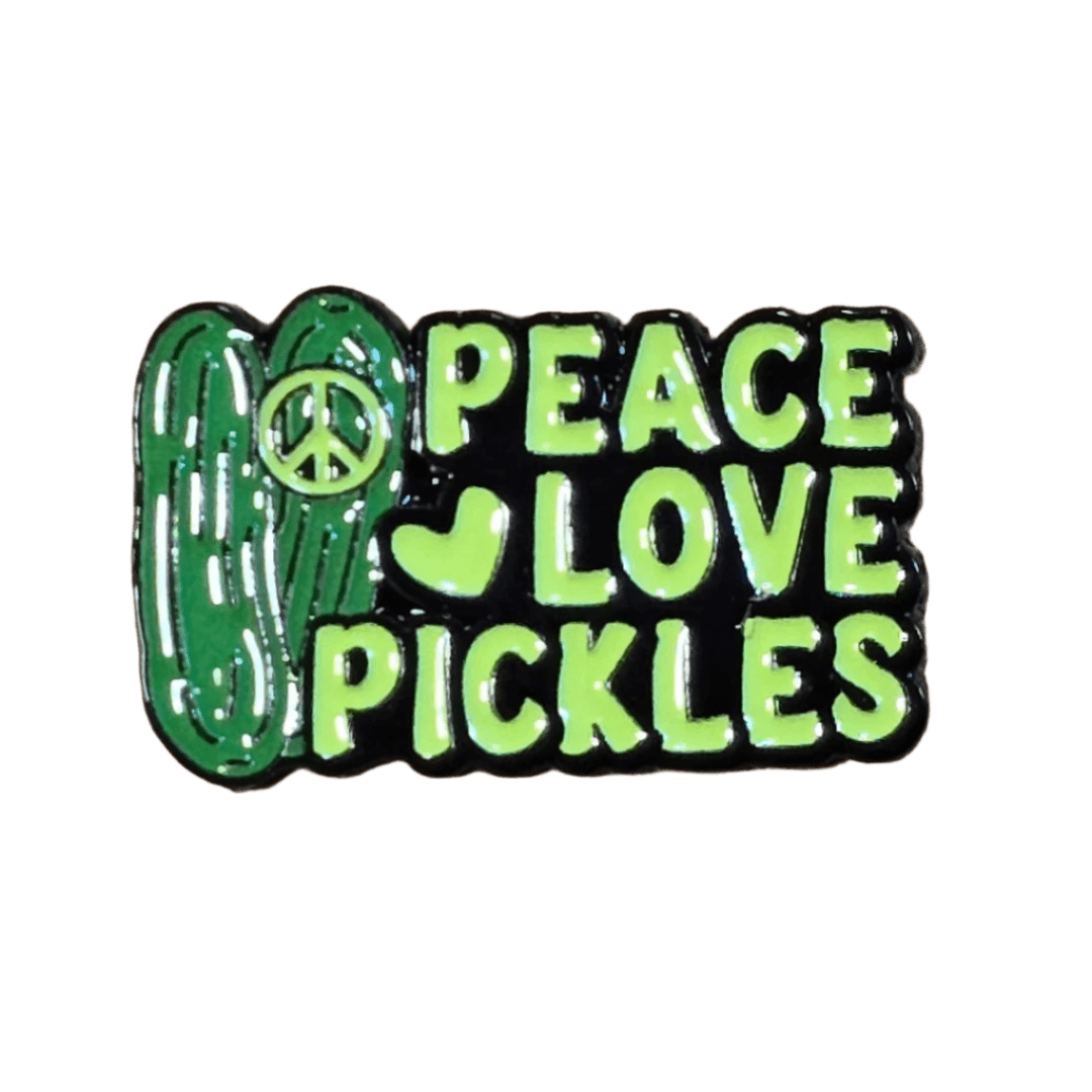 PEACE LOVE PICKLES Pin - Glitz & Gleam - Brooches - Coastal Charm Creators