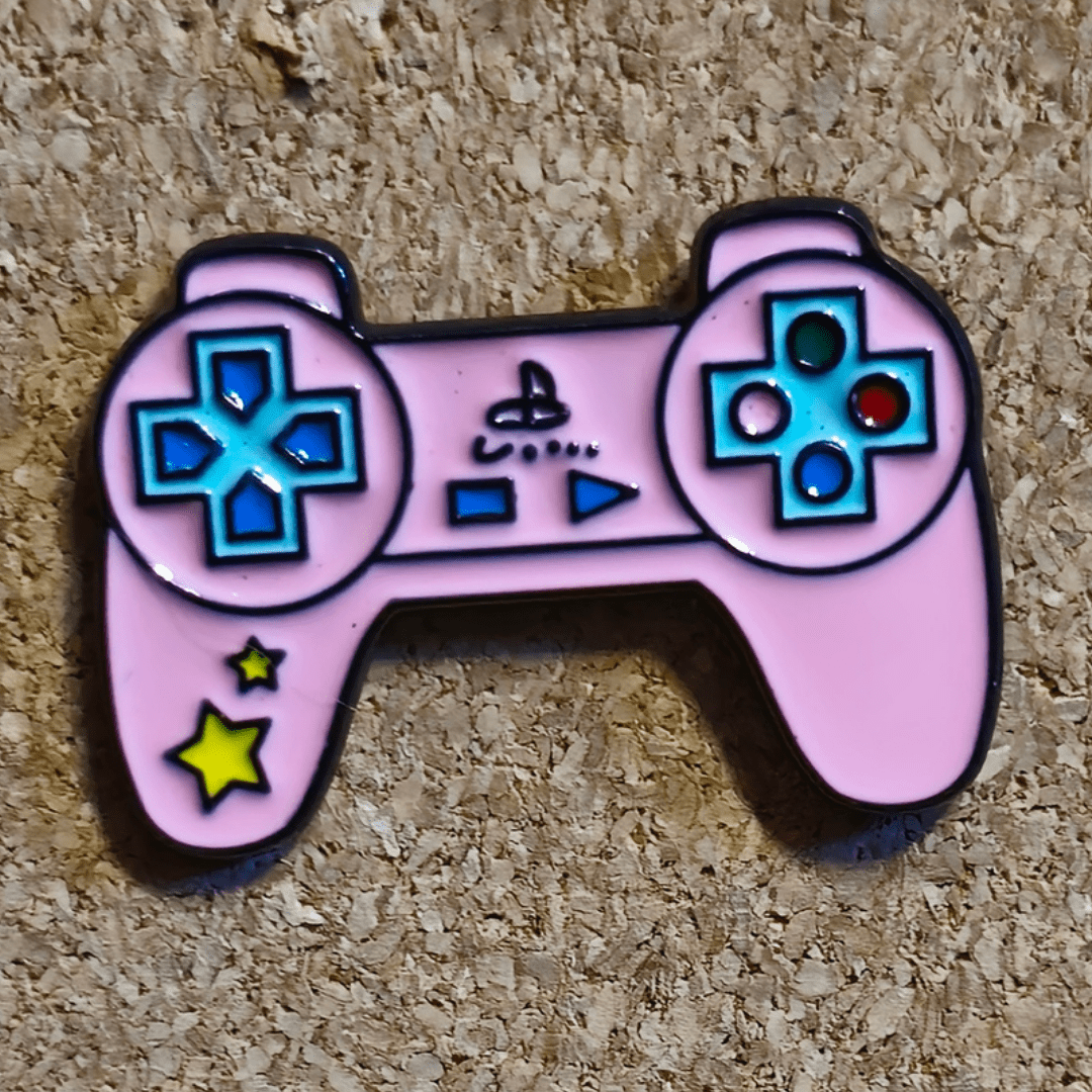 Pink Playstation Controller Pin - Glitz & Gleam - Brooches - Coastal Charm Creators