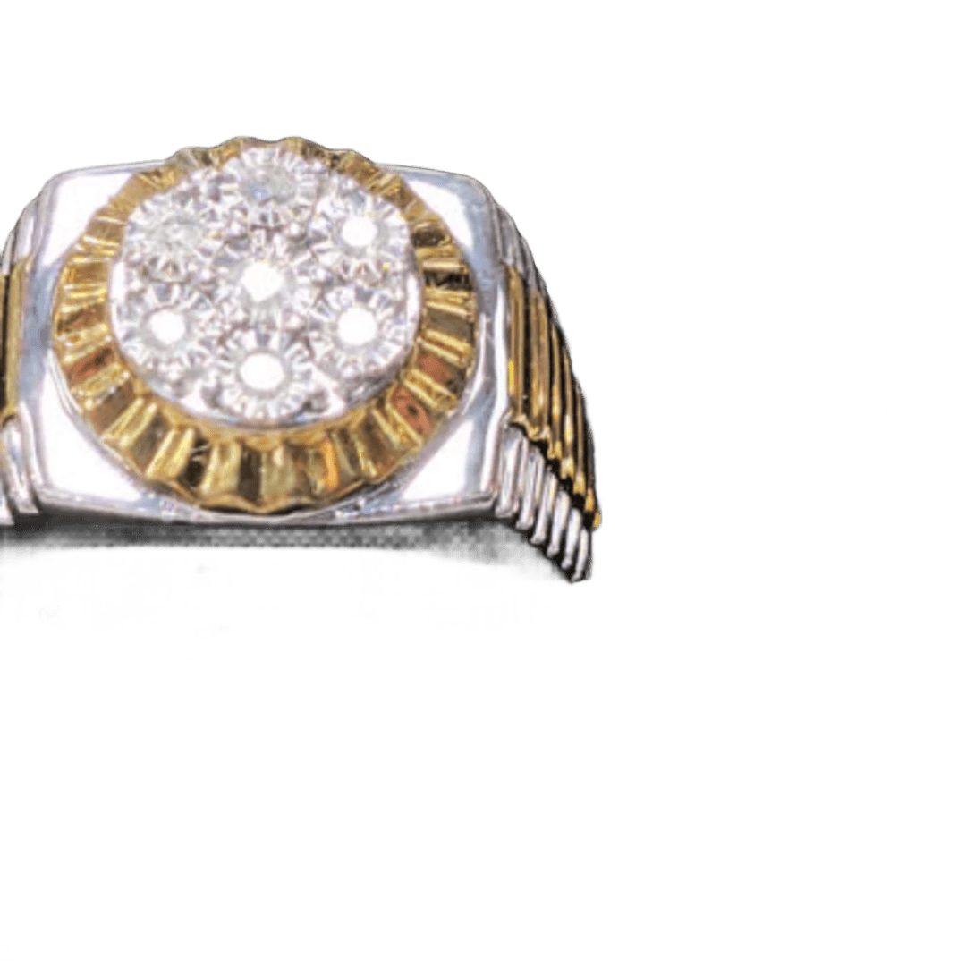 Power & Prestige: Two - Tone Gold & Diamond Cluster Ring - Diamond Dew - Ring - Coastal Charm Creators