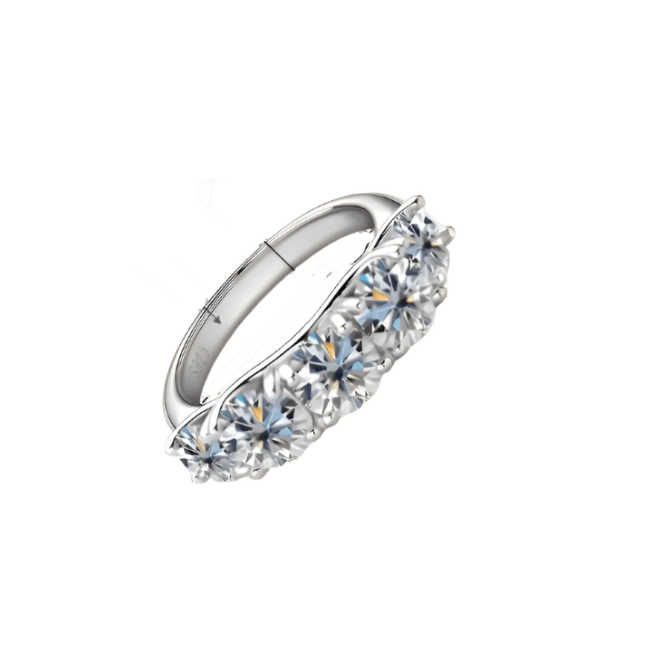 Radiant Brilliance: Gold - vermeil Five - Stone Diamond Anniversary Band - Diamond Dew - Ring - Coastal Charm Creators