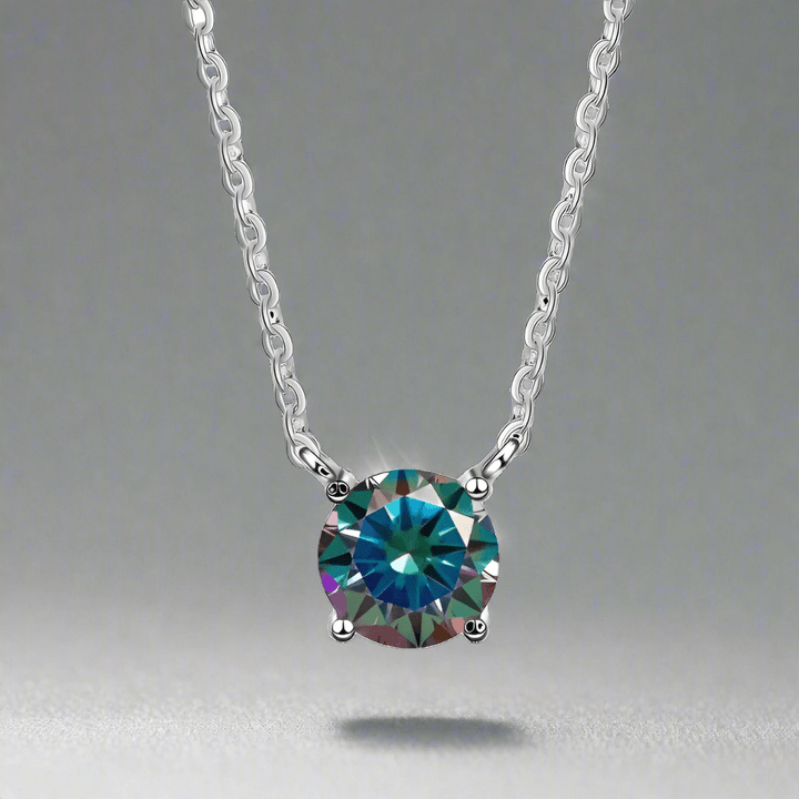 Rainbow Moissanite Solitaire Necklace - Diamond Dew - Necklace - Coastal Charm Creators