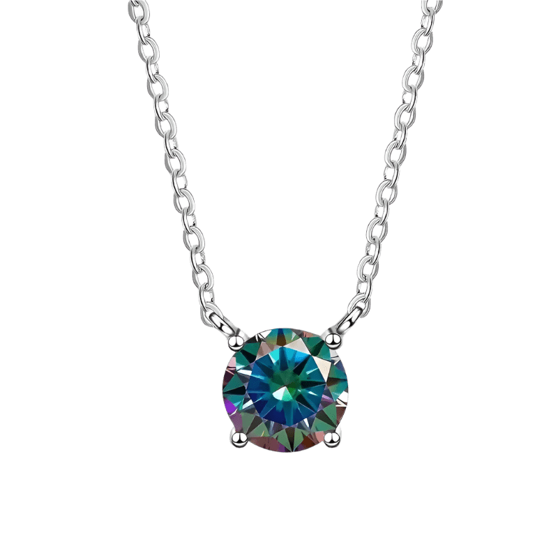 Rainbow Moissanite Solitaire Necklace - Diamond Dew - Necklace - Coastal Charm Creators