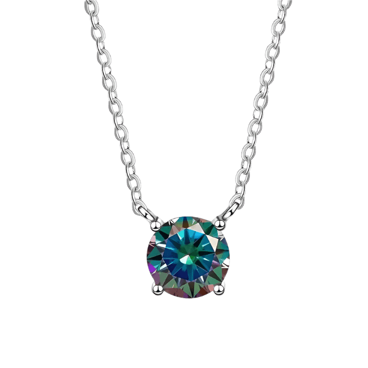 Rainbow Moissanite Solitaire Necklace - Diamond Dew - Necklace - Coastal Charm Creators