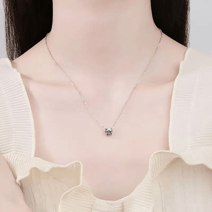 Rainbow Moissanite Solitaire Necklace - Diamond Dew - Necklace - Coastal Charm Creators