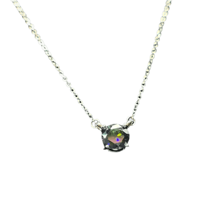 Rainbow Moissanite Solitaire Necklace - Diamond Dew - Necklace - Coastal Charm Creators