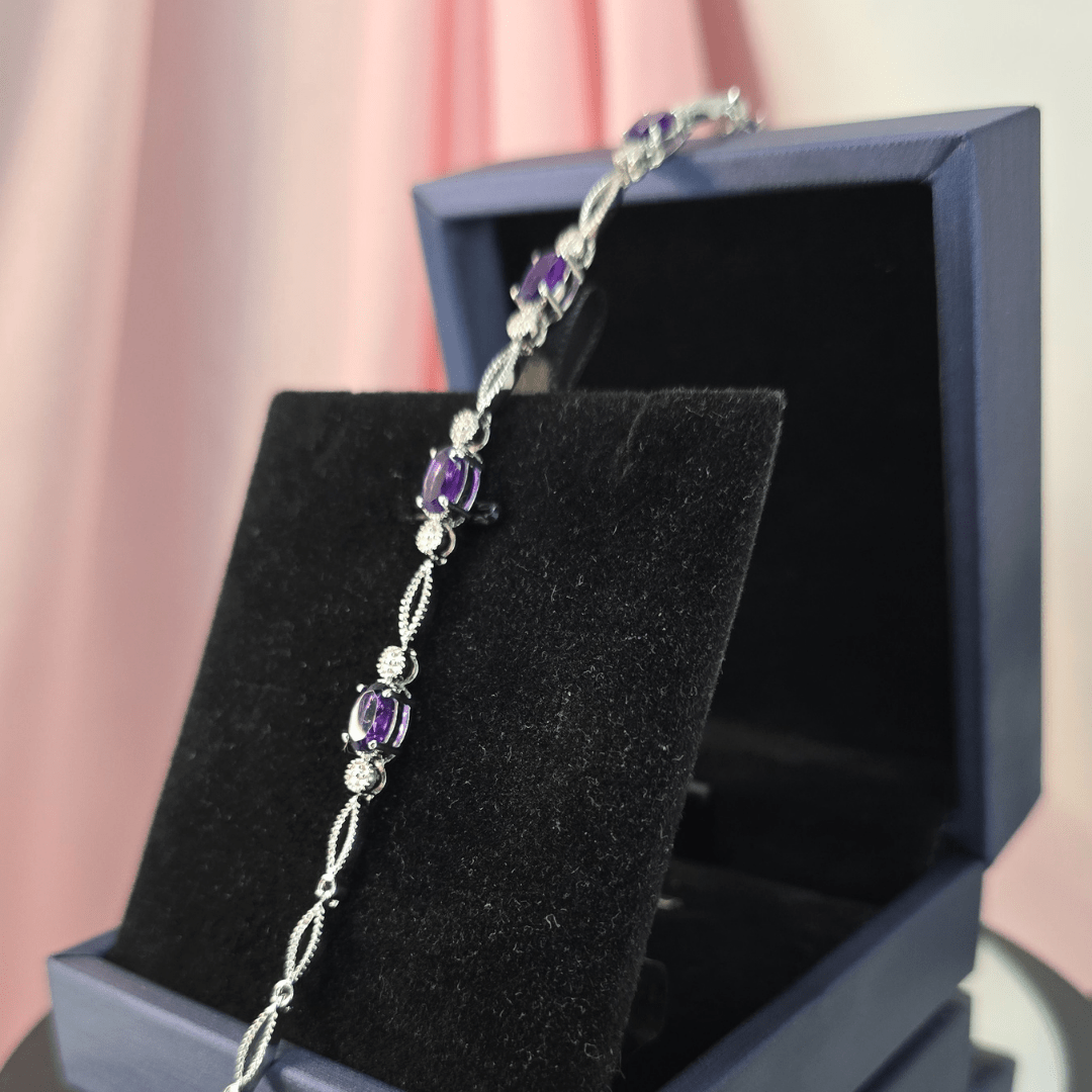 Regal Amethyst Elegance Bracelet - Crown & Opal - Bracelet - Coastal Charm Creators