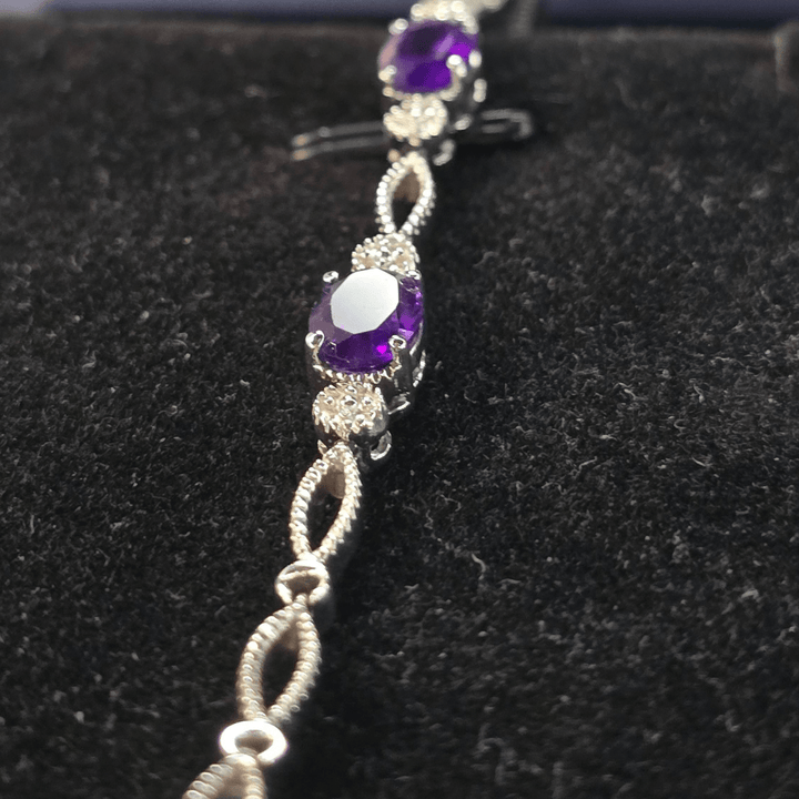 Regal Amethyst Elegance Bracelet - Crown & Opal - Bracelet - Coastal Charm Creators