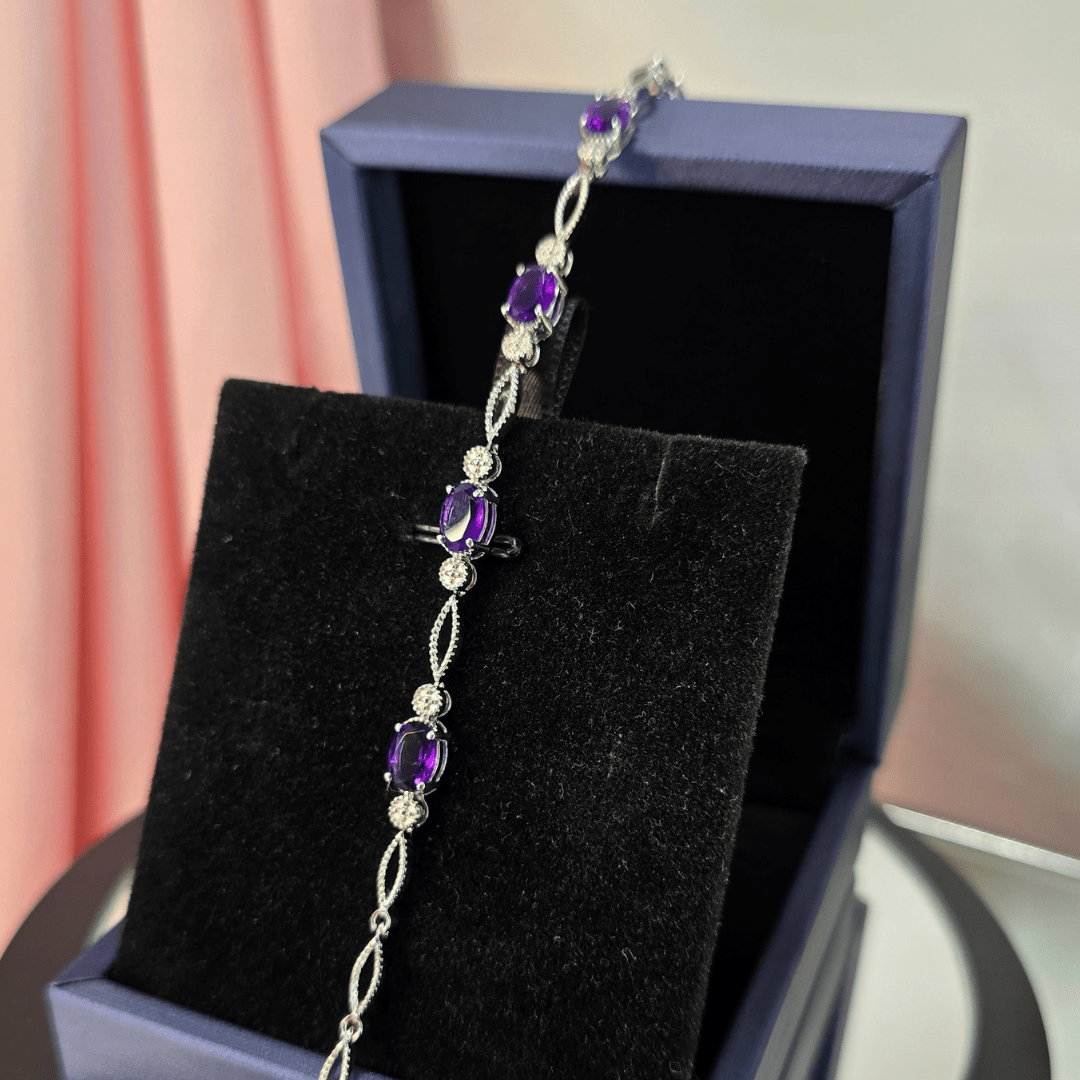 Regal Amethyst Elegance Bracelet - Crown & Opal - Bracelet - Coastal Charm Creators