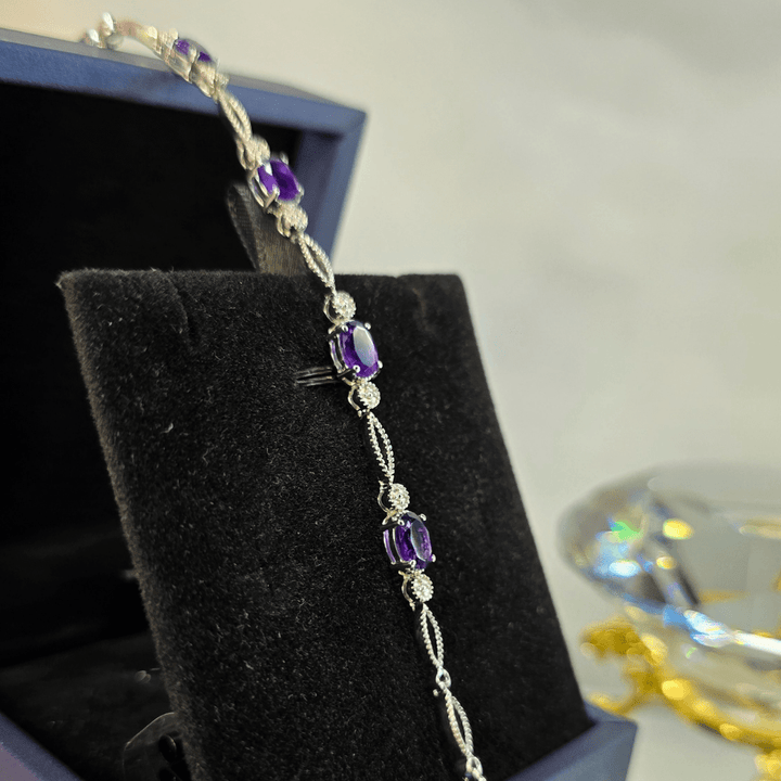 Regal Amethyst Elegance Bracelet - Crown & Opal - Bracelet - Coastal Charm Creators