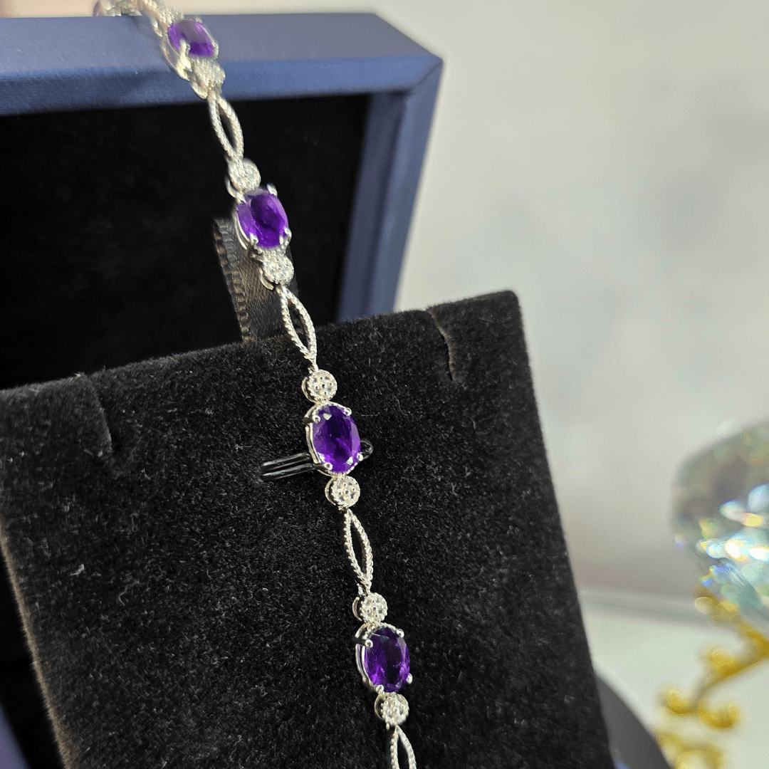 Regal Amethyst Elegance Bracelet - Crown & Opal - Bracelet - Coastal Charm Creators