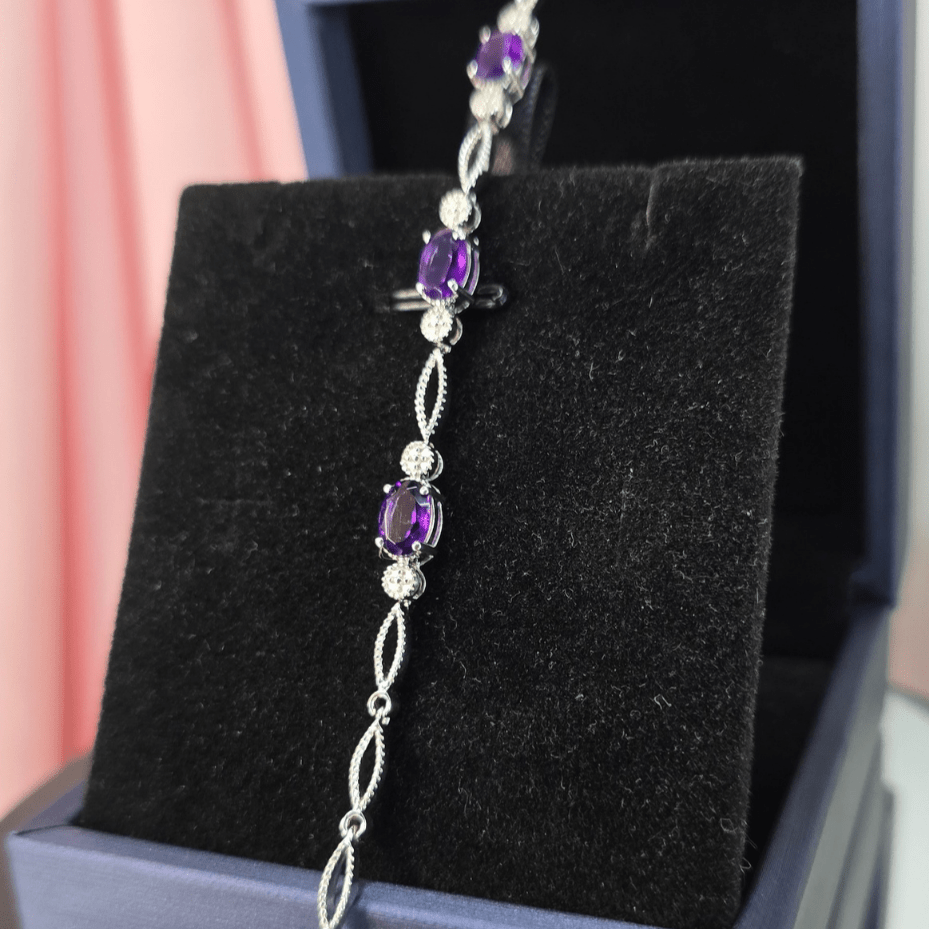 Regal Amethyst Elegance Bracelet - Crown & Opal - Bracelet - Coastal Charm Creators