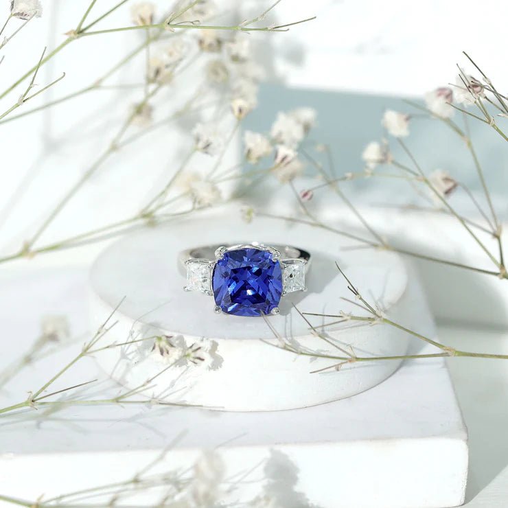 Royal Blue Sapphire Engagement Ring - Crown & Opal - Ring - Coastal Charm Creators