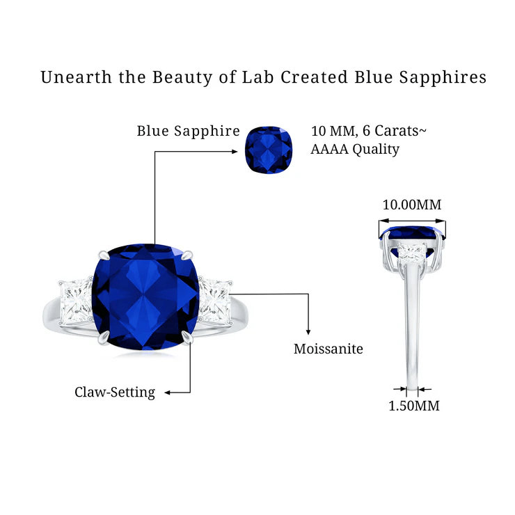 Royal Blue Sapphire Engagement Ring - Crown & Opal - Ring - Coastal Charm Creators