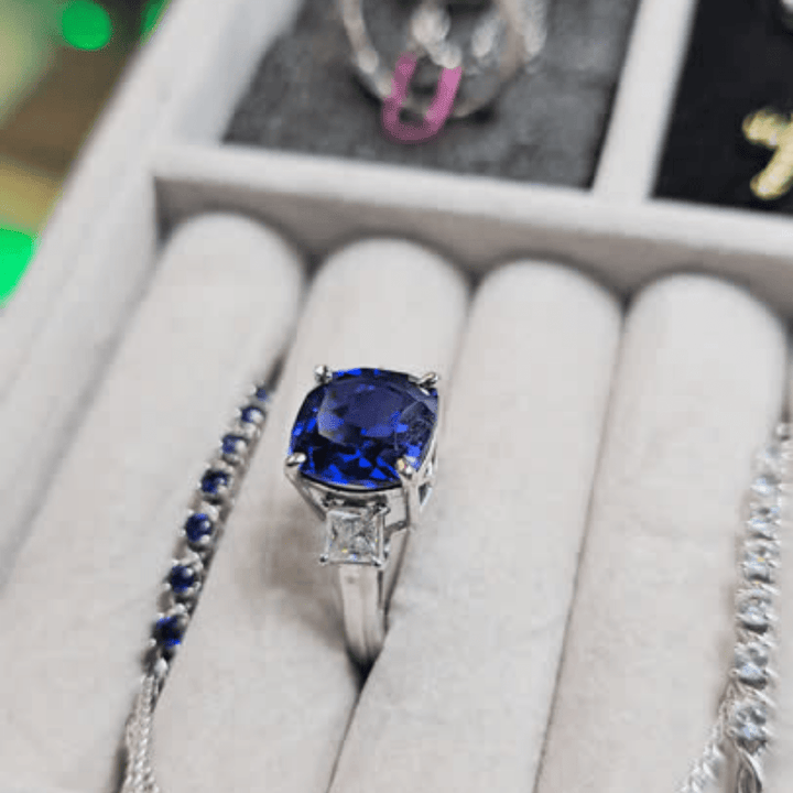 Royal Blue Sapphire Engagement Ring - Crown & Opal - Ring - Coastal Charm Creators