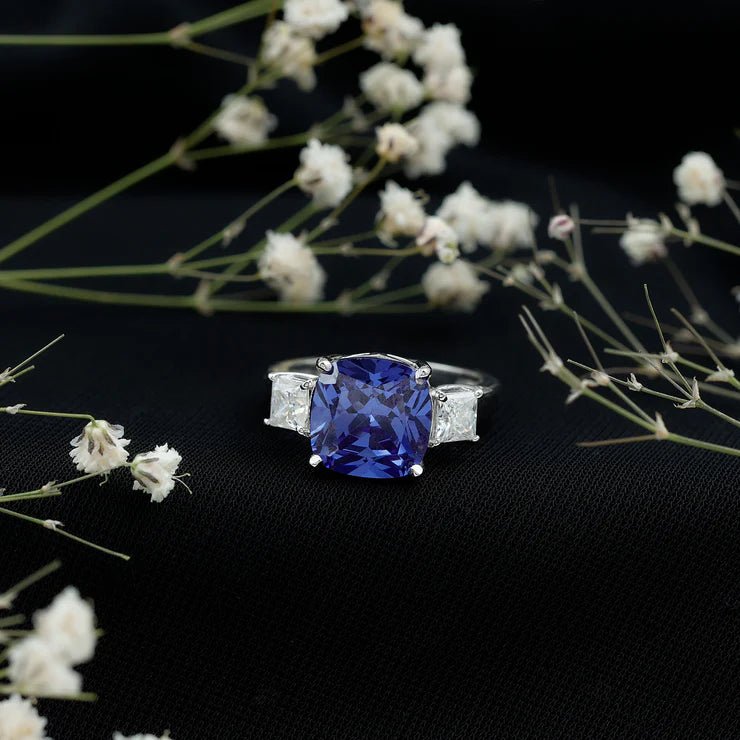 Royal Blue Sapphire Engagement Ring - Crown & Opal - Ring - Coastal Charm Creators