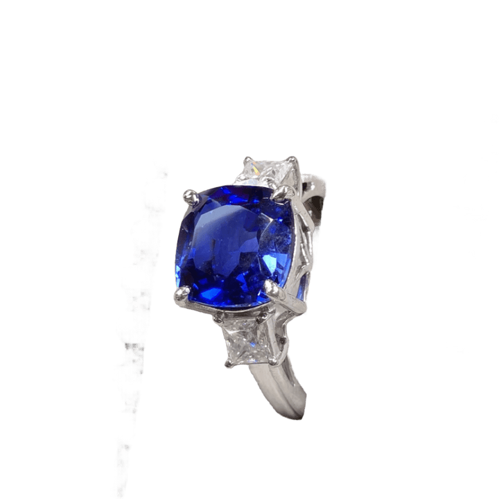 Royal Blue Sapphire Engagement Ring - Crown & Opal - Ring - Coastal Charm Creators