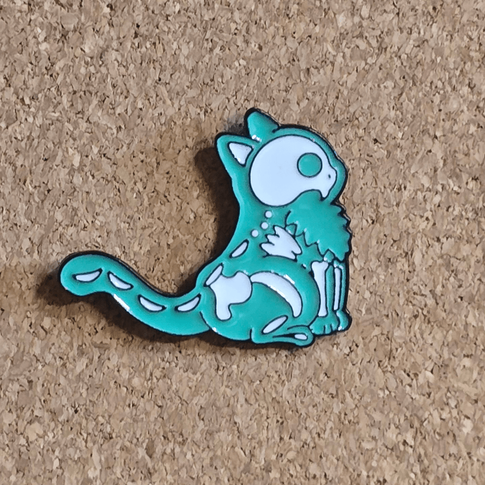 Teal Cat X - Ray Pin - Glitz & Gleam - Brooches - Coastal Charm Creators