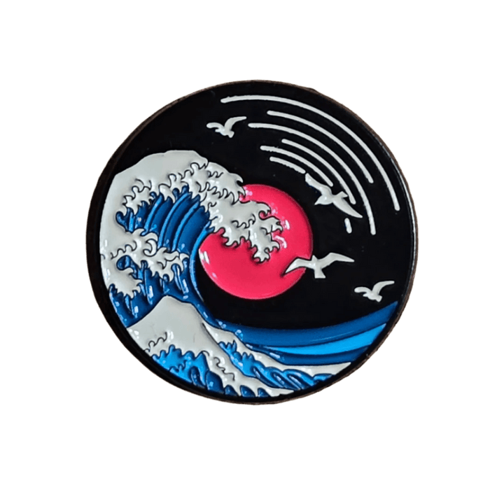 Tsunami Red Sun Vapor Wave Pin - Glitz & Gleam - Brooches - Coastal Charm Creators