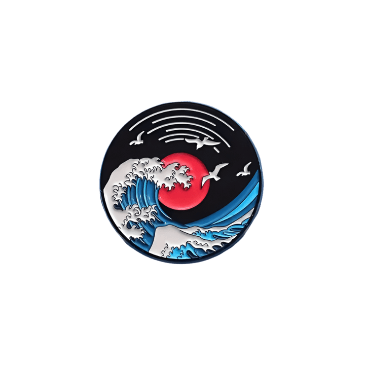 Tsunami Red Sun Vapor Wave Pin - Glitz & Gleam - Brooches - Coastal Charm Creators