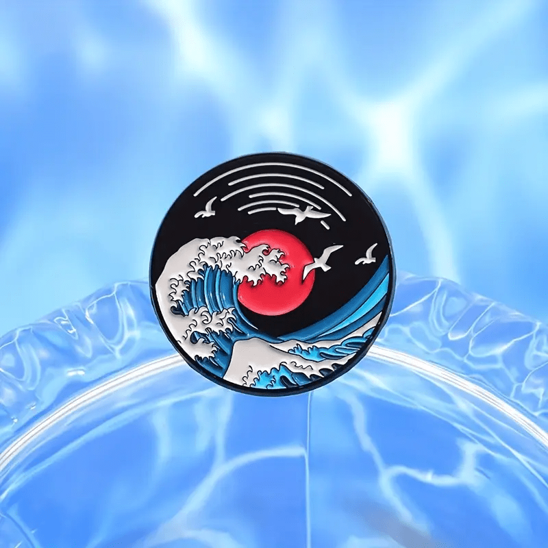 Tsunami Red Sun Vapor Wave Pin - Glitz & Gleam - Brooches - Coastal Charm Creators