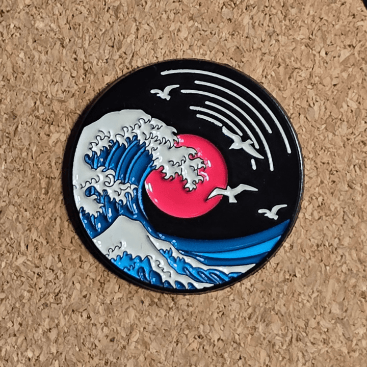 Tsunami Red Sun Vapor Wave Pin - Glitz & Gleam - Brooches - Coastal Charm Creators