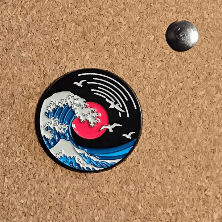 Tsunami Red Sun Vapor Wave Pin - Glitz & Gleam - Brooches - Coastal Charm Creators