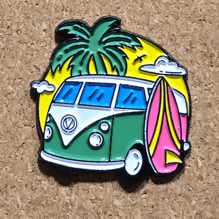 Volkswagen Van Vapor Wave Pin - Glitz & Gleam - Brooches - Coastal Charm Creators