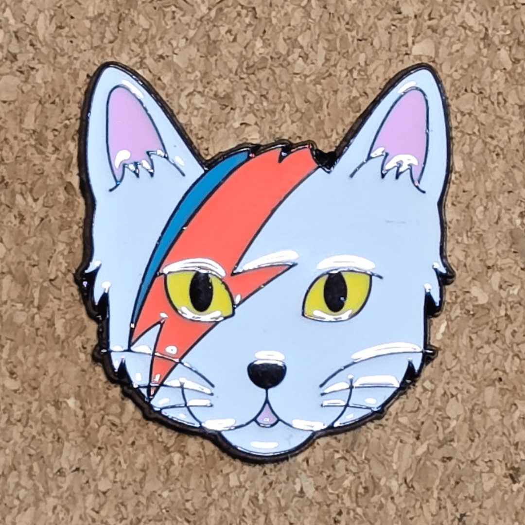 White Cat Bowie Pin - Glitz & Gleam - Brooches - Coastal Charm Creators